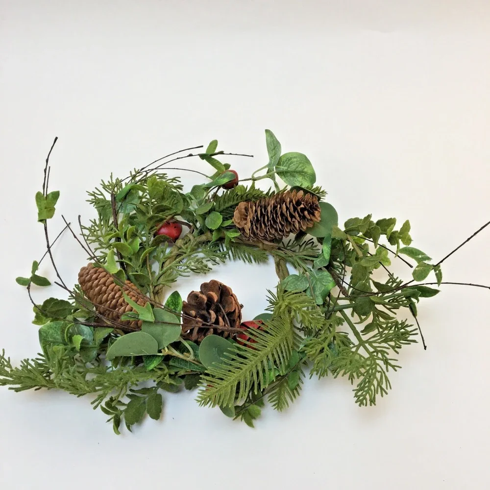Pine Mini Wreath‎ with cones and jingle bells Rustic Holiday 8